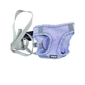 Ariku Small Dog Harness & Leash Set Adjustable Breathable Mesh Light Purple Patt